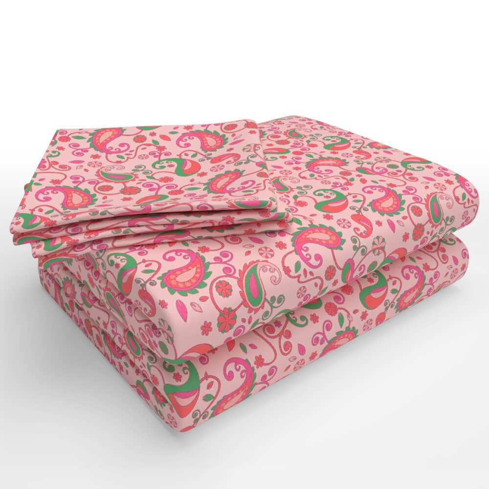 best pink paisley mandala cotton folded double bed bedsheets